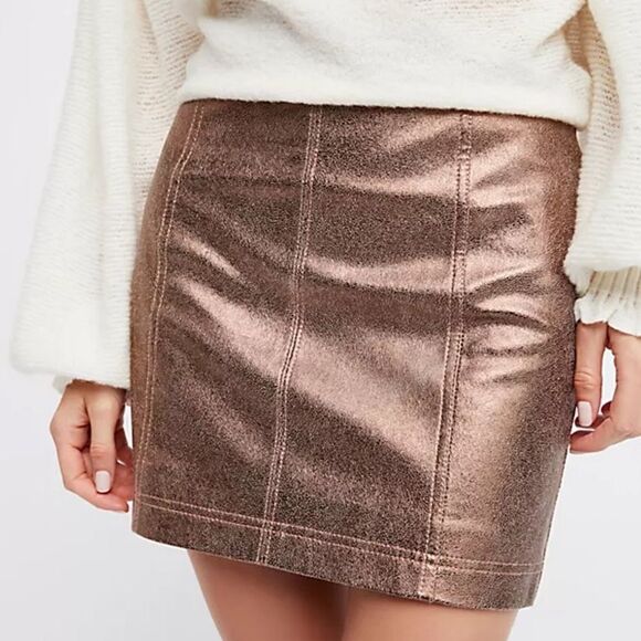 Free People Modern Femme Vegan Metallic Mini Skirt - Women’s XS - Picture 3 of 9